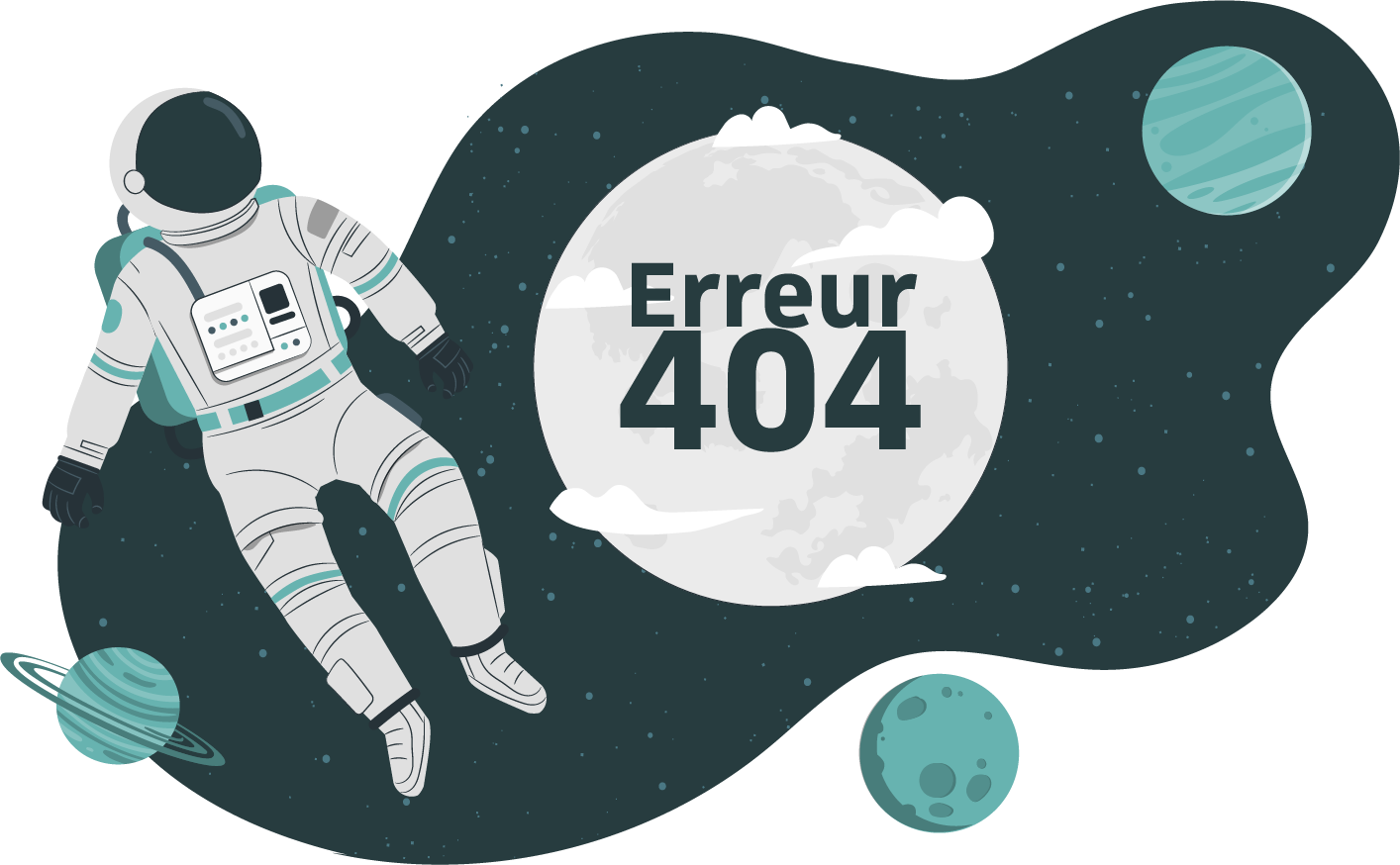 Image décorative d'un astronaute indiquant la mention erreur 404